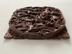 Vintage Hand-Crafted Balinese Beech Wood Panel, 1993