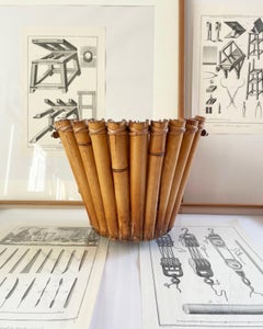 Vintage Hand-Crafted Bamboo Cache Pot Planter, Mid-Century, 1960s