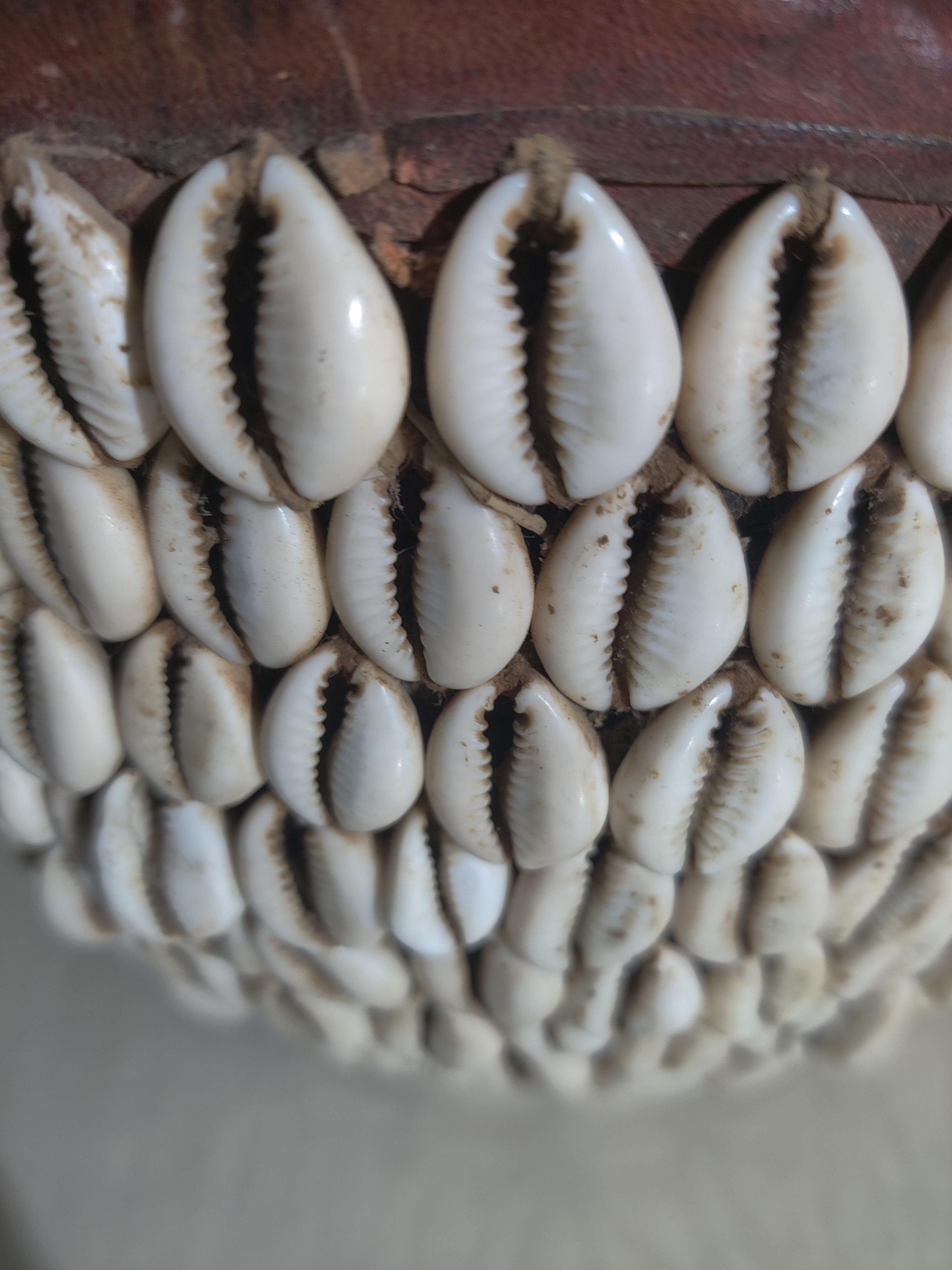 20th Century Vintage Hand-crafted Basket with Cowrie Shells For Sale