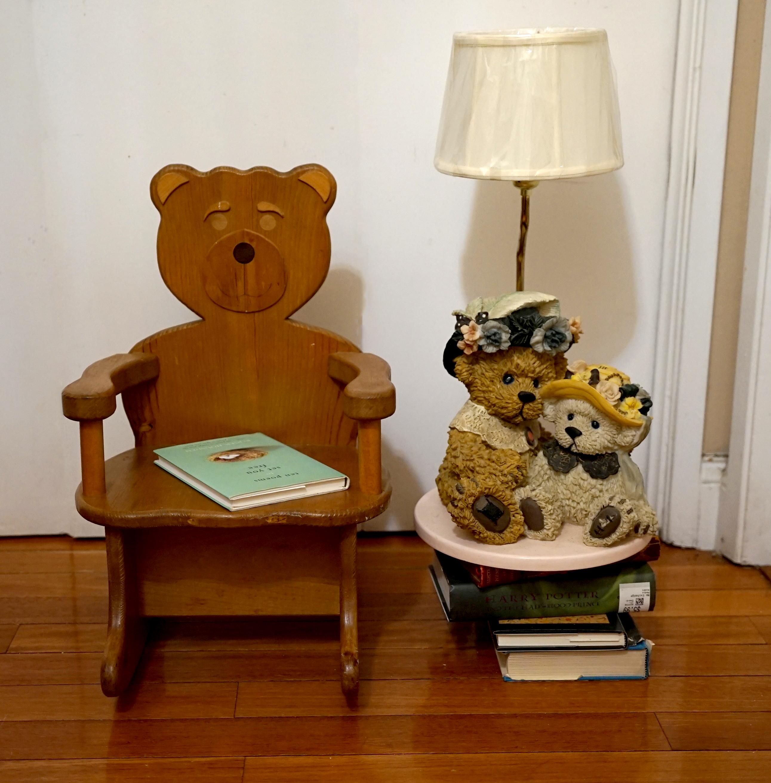 Fait main Chaise à bascule Teddy Bear pour enfant vintage fabriquée à la main et estampillée Tony Biele