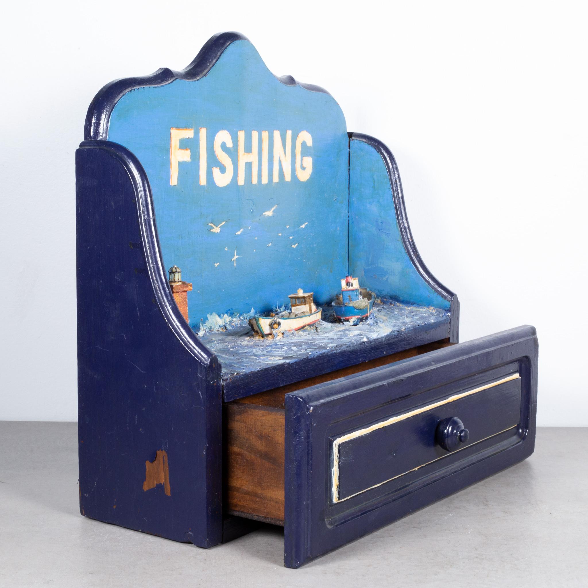 Industrial Vintage Handcrafted Fishing Diorama, circa 1940