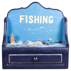 Vintage Handcrafted Fishing Diorama, circa 1940