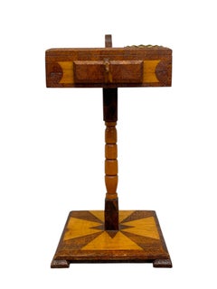 Vintage Hand crafted folk Art Horse Head Smokers Stand with Geometric Design