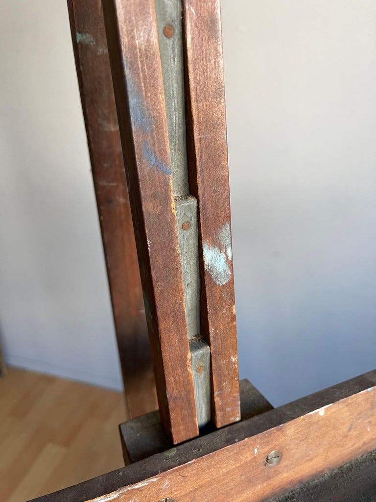 Vintage Hand Crafted French Floor Easel / Artist Painting Display Stand, ca  1950 For Sale at 1stDibs