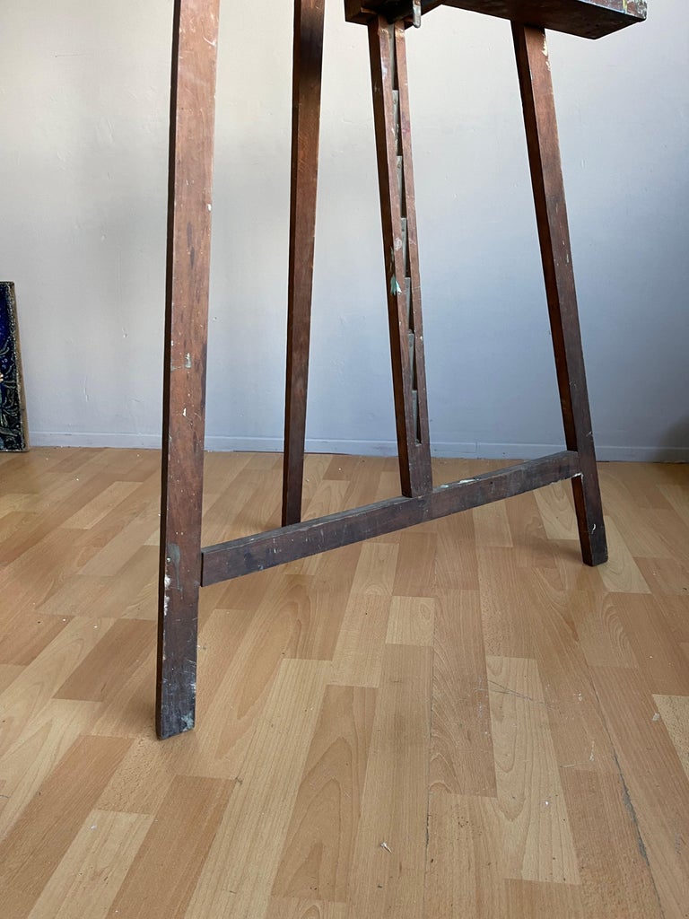 Vintage Hand Crafted French Floor Easel / Artist Painting Display Stand, ca  1950 For Sale at 1stDibs