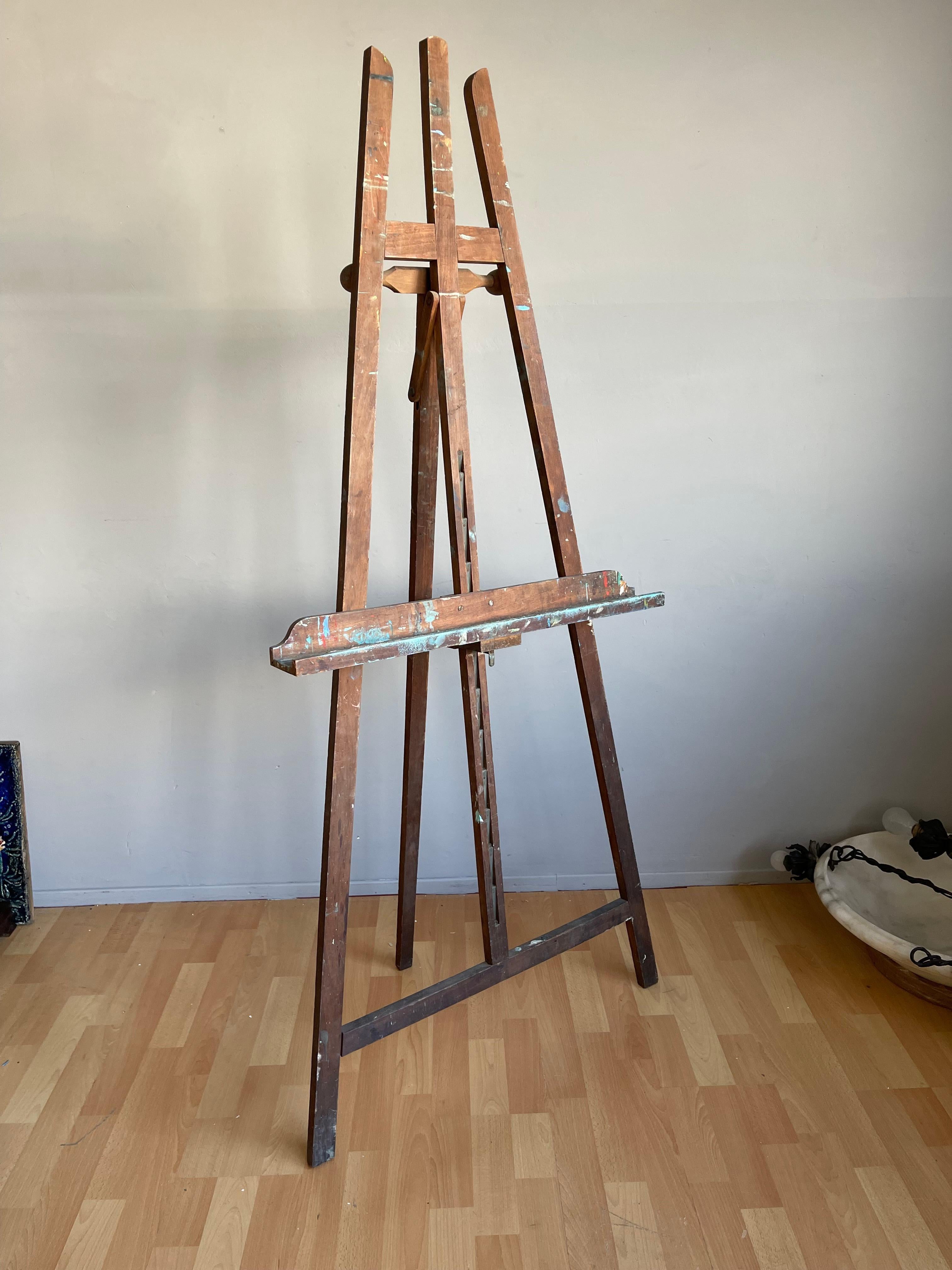 Vintage Hand Crafted French Floor Easel / Artist Painting Display Stand, ca 1950 In Good Condition In Lisse, NL