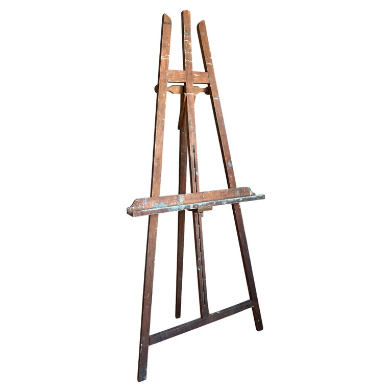 Vintage Hand Crafted French Floor Easel / Artist Painting Display Stand, ca 1950 For Sale at 1stDibs