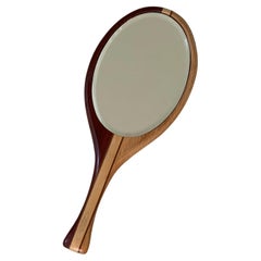Vintage Hand-Crafted Mixed Woods Hand Spiegel