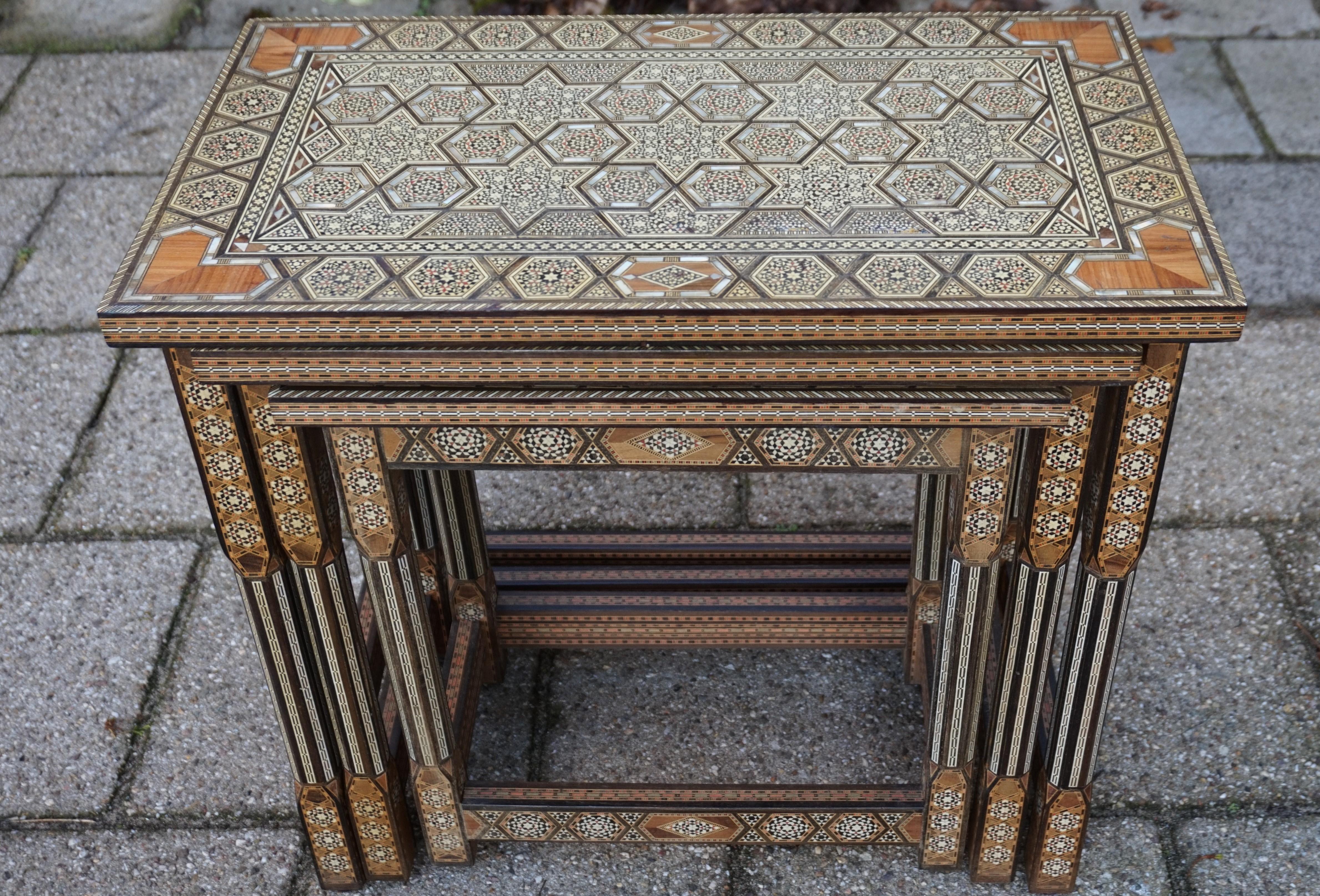 Vintage Handcrafted Moorish Nest of Tables with Amazing Number of Inlaid Motifs 4