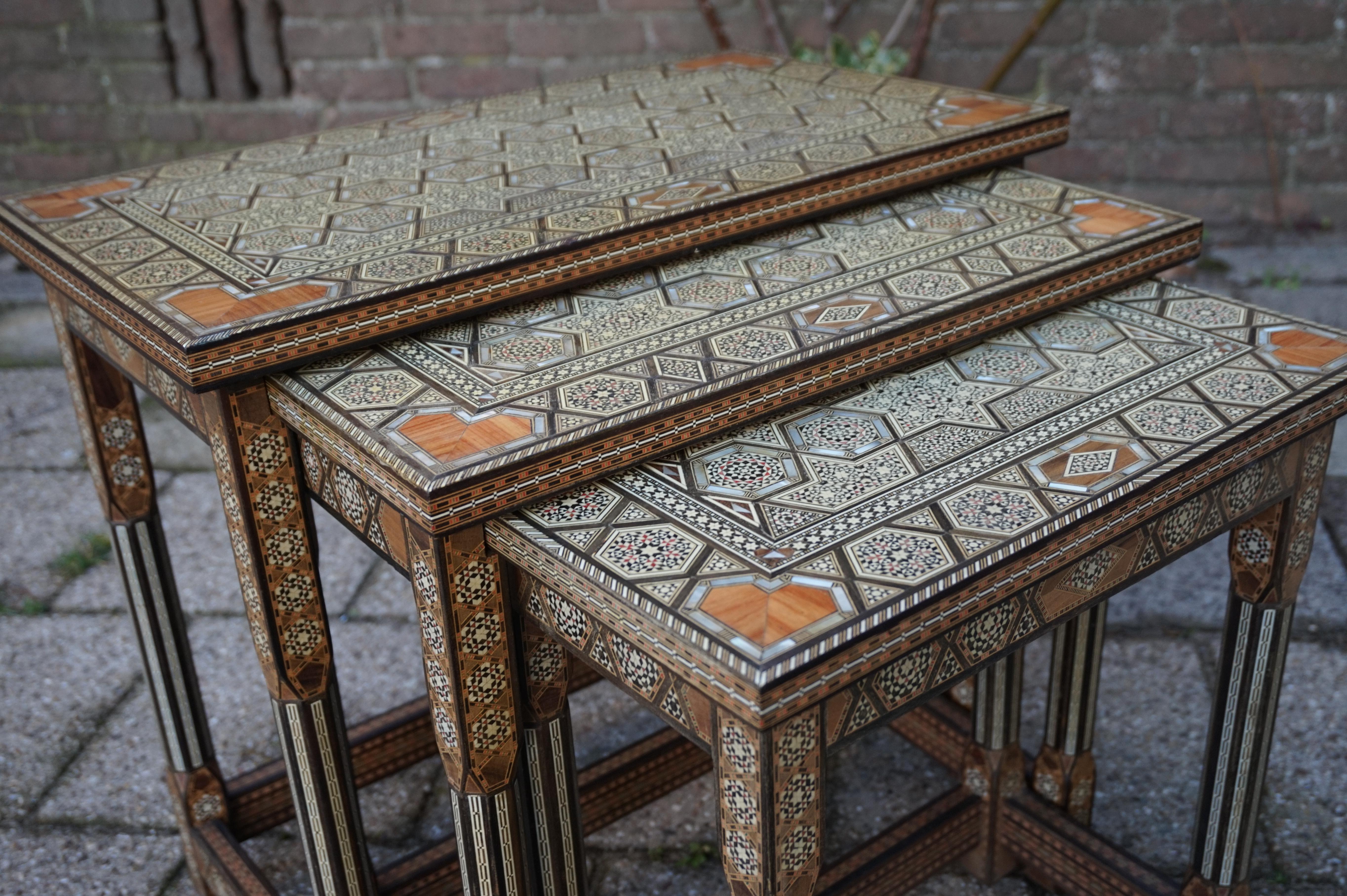Vintage Handcrafted Moorish Nest of Tables with Amazing Number of Inlaid Motifs 5