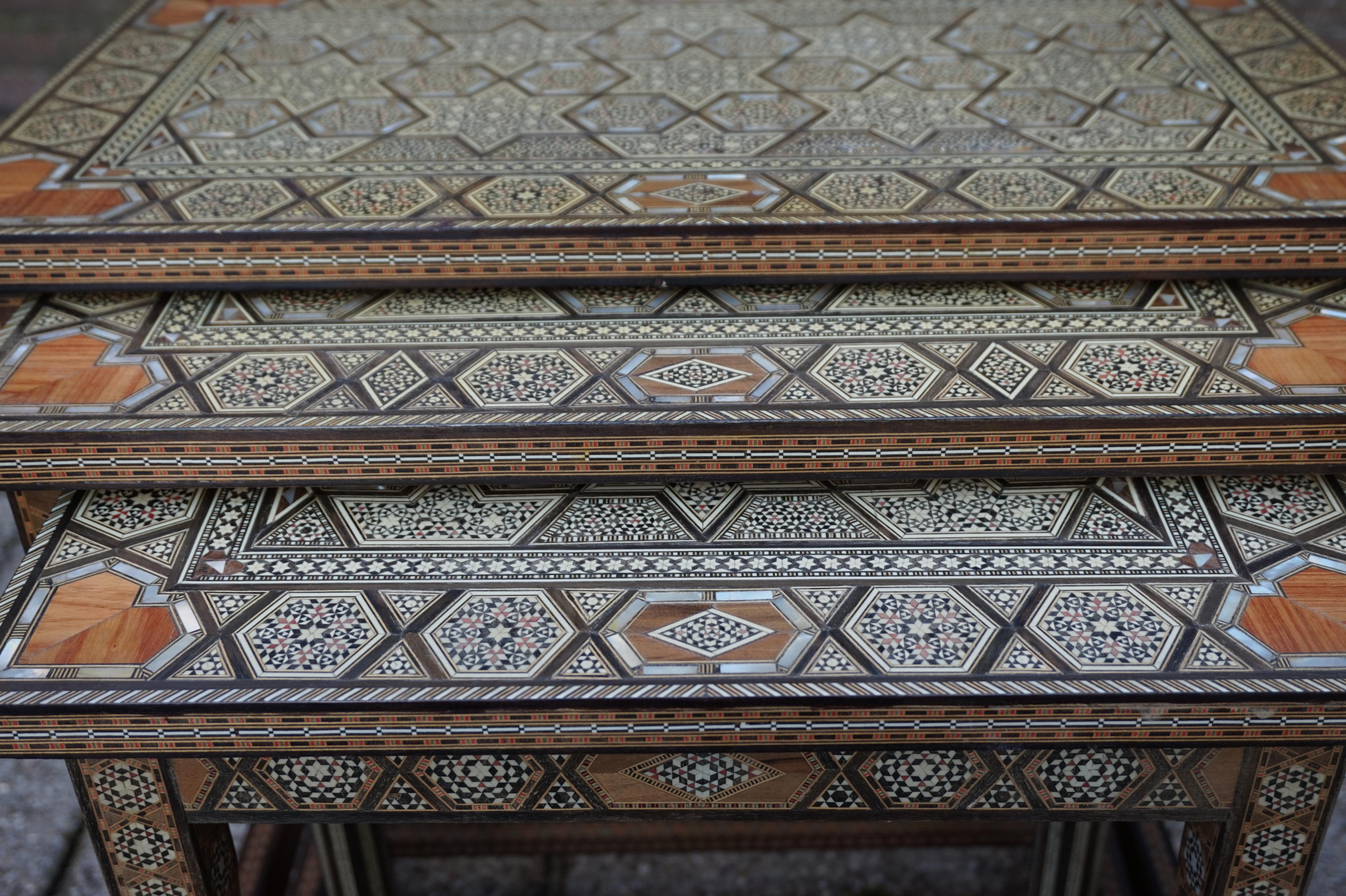 Vintage Handcrafted Moorish Nest of Tables with Amazing Number of Inlaid Motifs 7