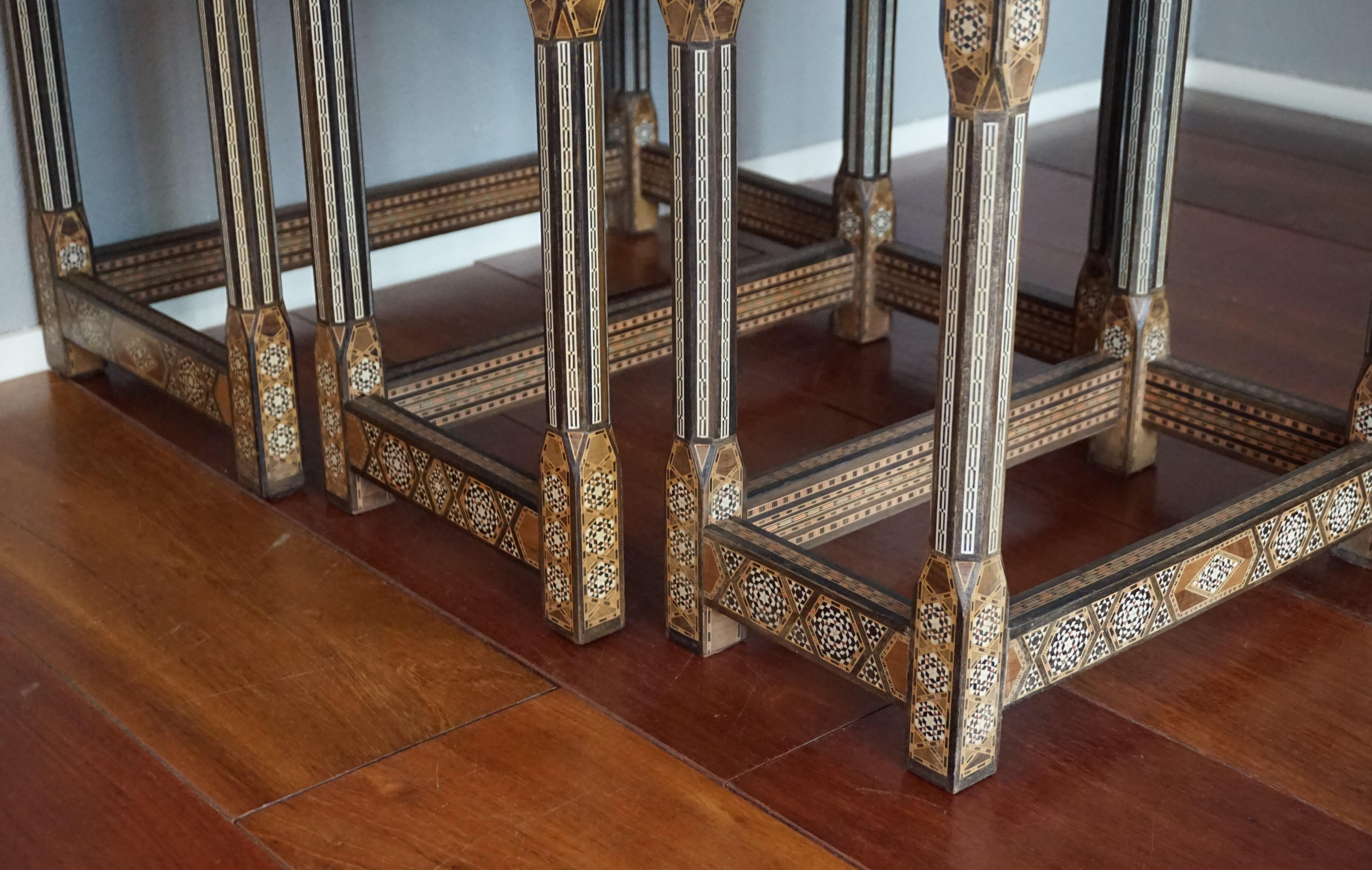 Vintage Handcrafted Moorish Nest of Tables with Amazing Number of Inlaid Motifs 12