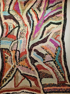 Vintage Moroccan Boucherouite Area Rug, Mid-Century Tapestry Wall Art