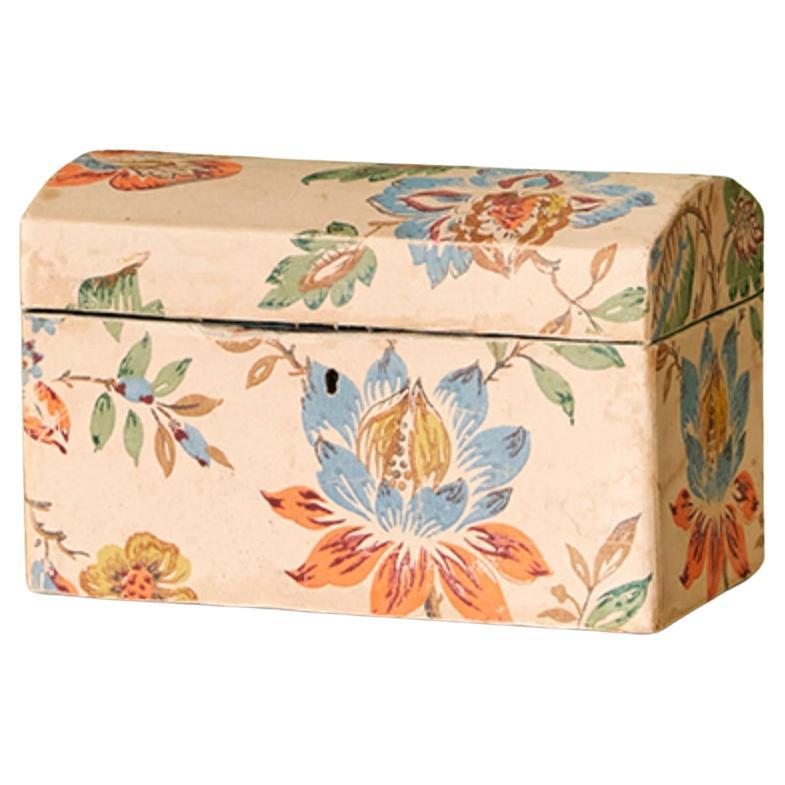 Vintage Hand-Crafted Paper Box with Floral Decorations, France, 20th ...