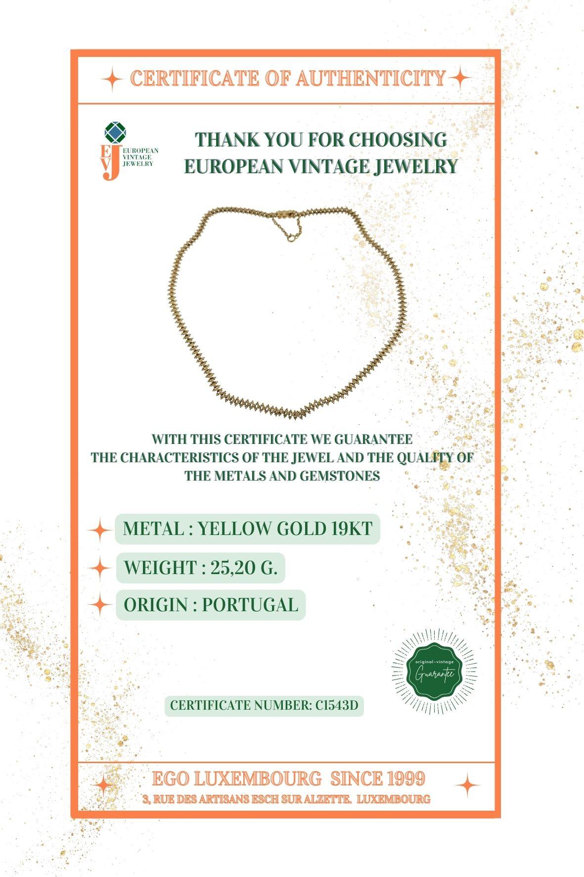 Handgefertigte portugiesische Vintage-Halskette aus Gelbgold im Angebot 1