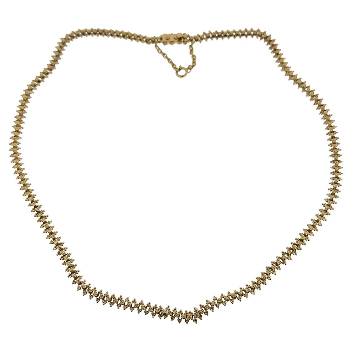 Handgefertigte portugiesische Vintage-Halskette aus Gelbgold im Angebot