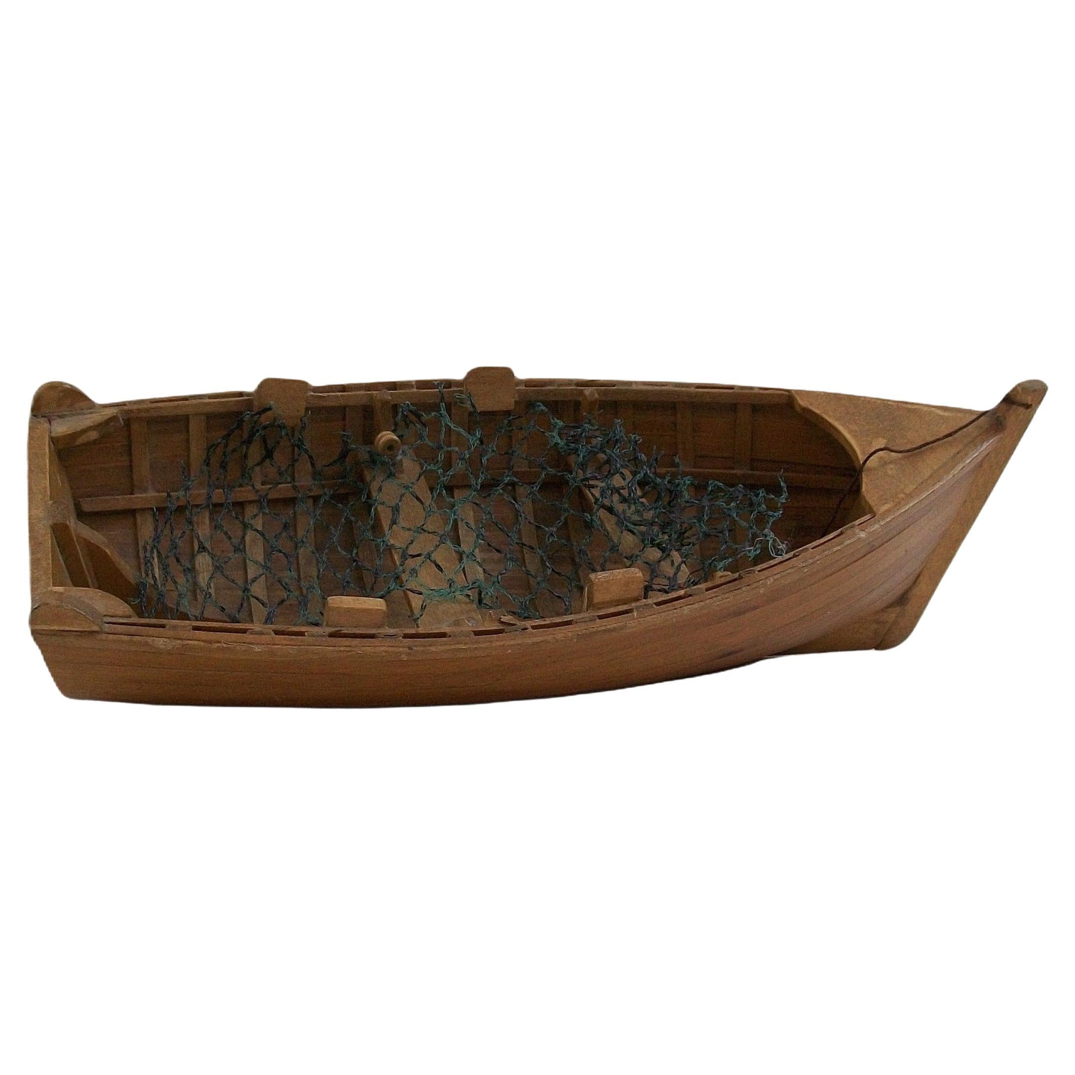 Vintage Hand Crafted Scale Model of a Fishing Boat - Canada - Mid 20th Century