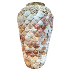 Vintage Hand Crafted Shell & Rope Vase with Soft Tones