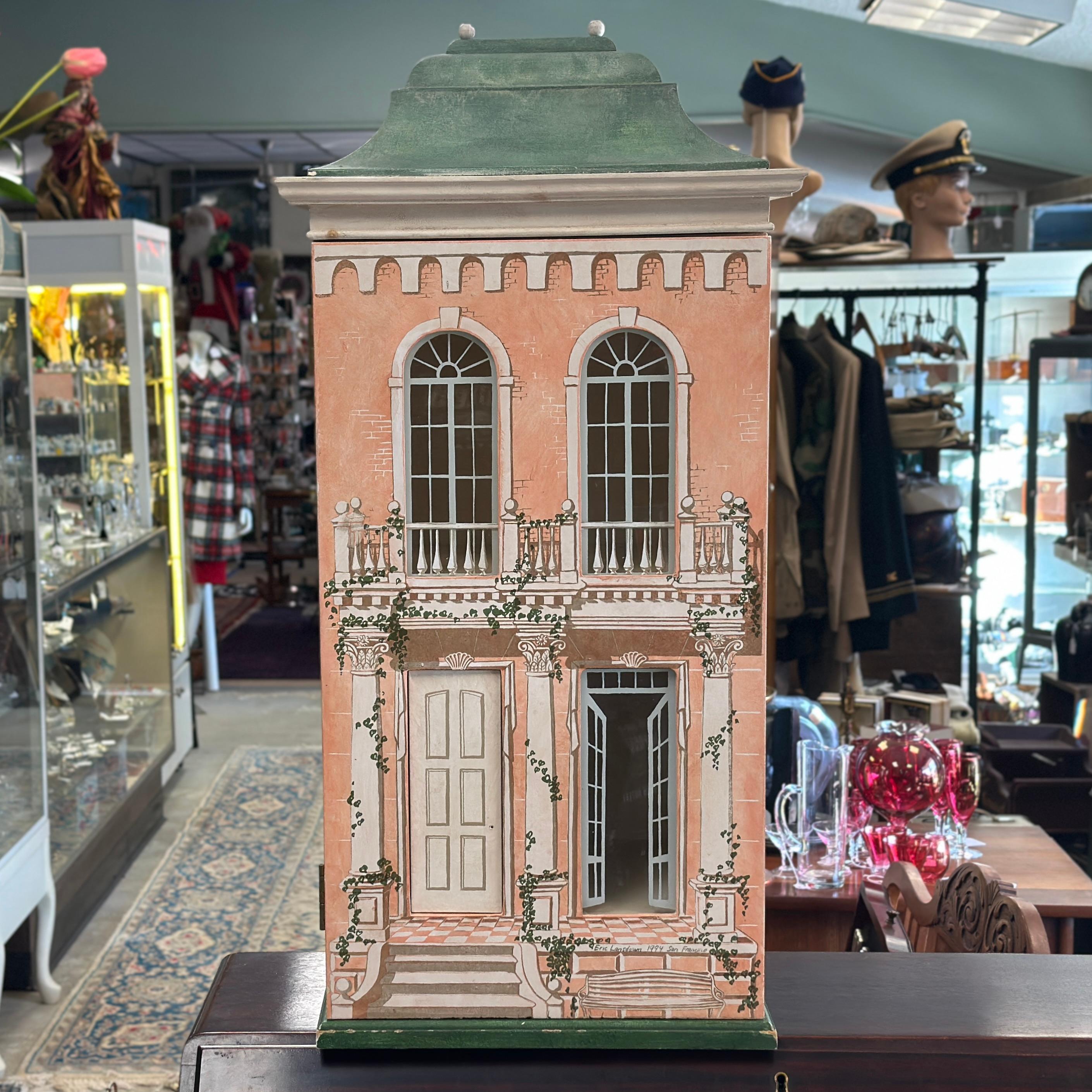 Maison de poupée vintage, fabriquée et peinte à la main par Eric Lansdown.
Signé en bas à droite au recto 