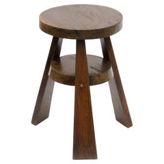 Vintage Hand Crafted Solid Walnut Tripod Stool / Table