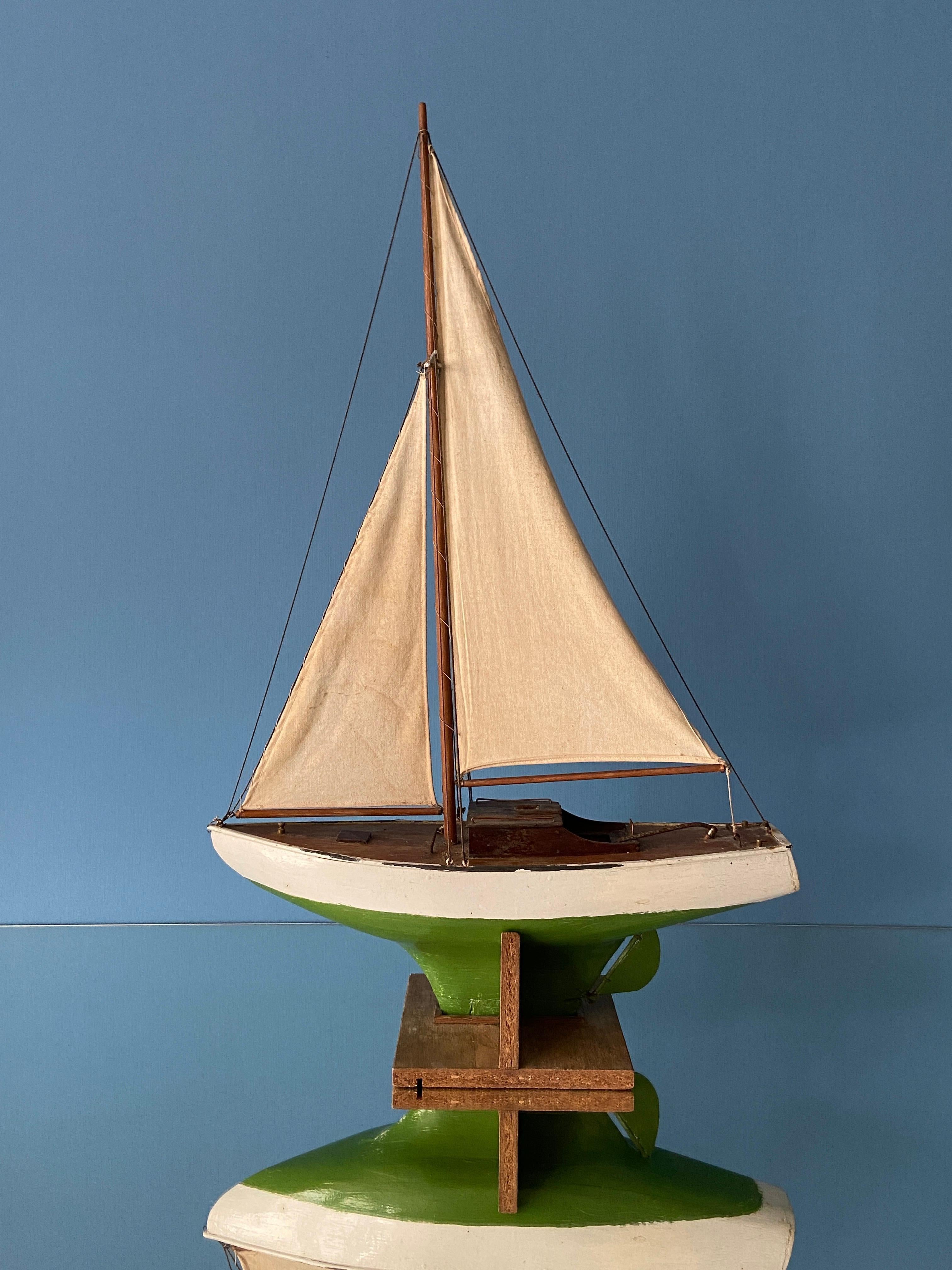 Vintage Handcrafted Wooden Sail Boat Model, Denmark, 20th Century In Good Condition In Copenhagen K, DK