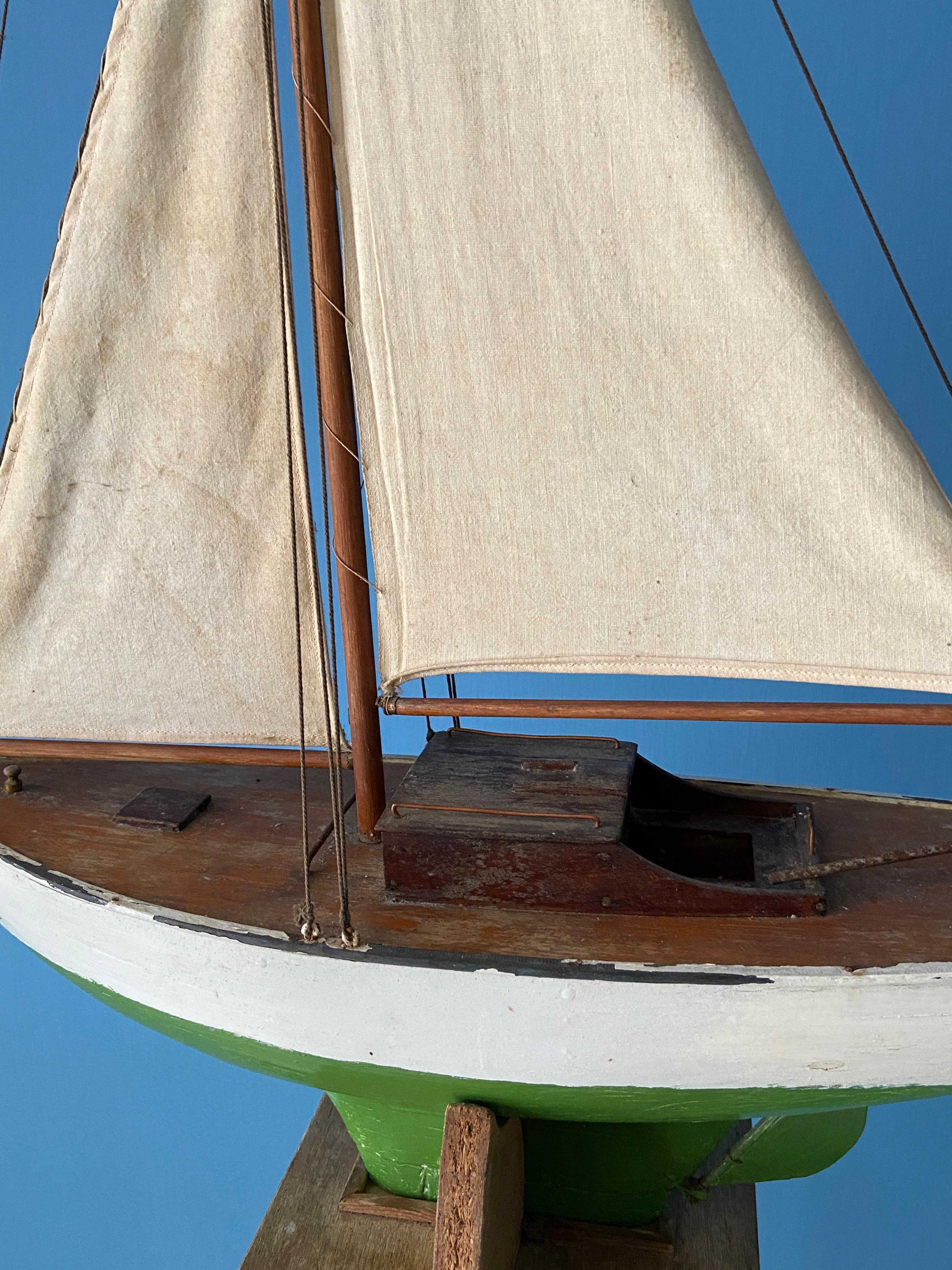 Vintage Handcrafted Wooden Sail Boat Model, Denmark, 20th Century 1