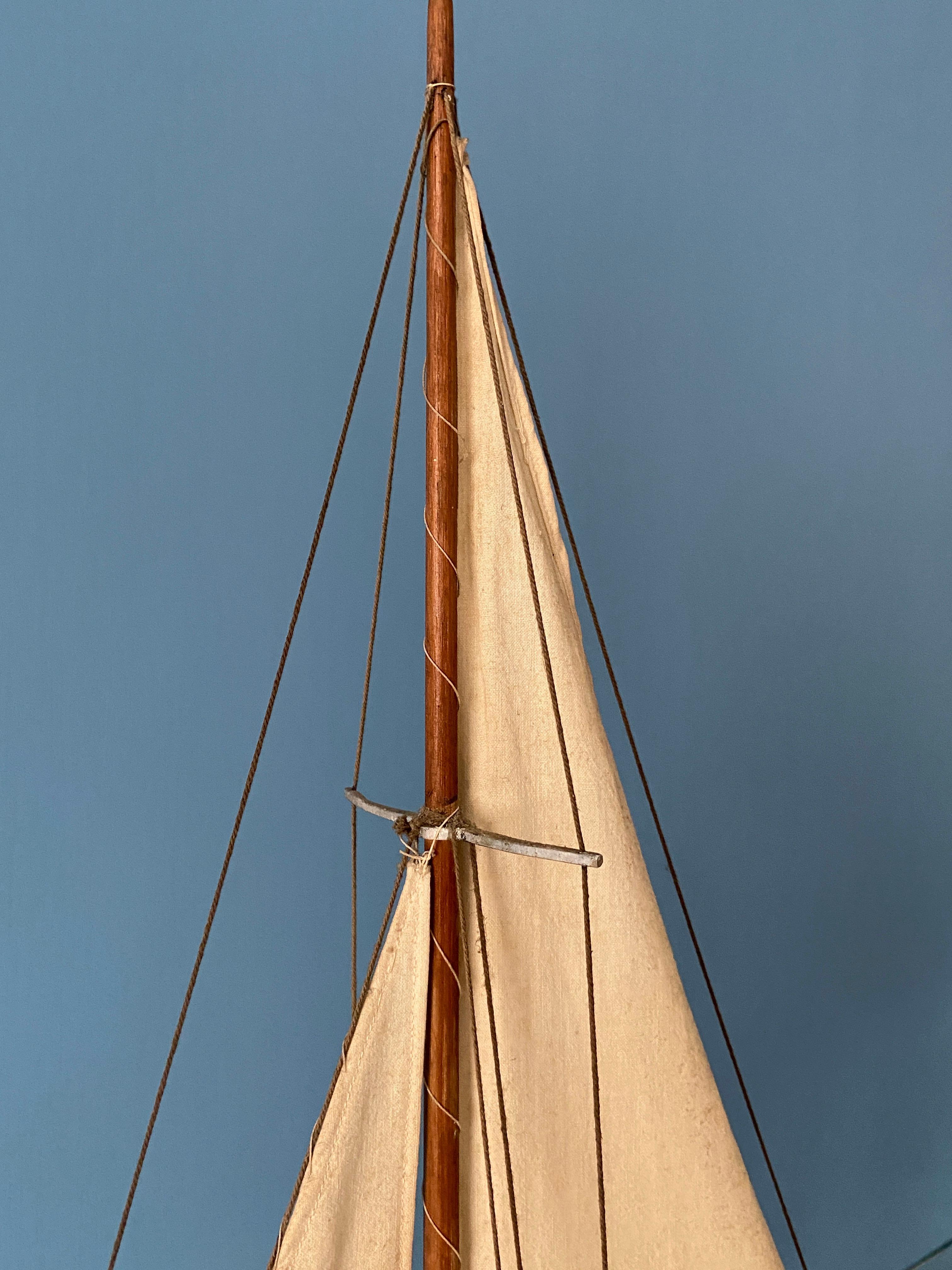 Vintage Handcrafted Wooden Sail Boat Model, Denmark, 20th Century 2
