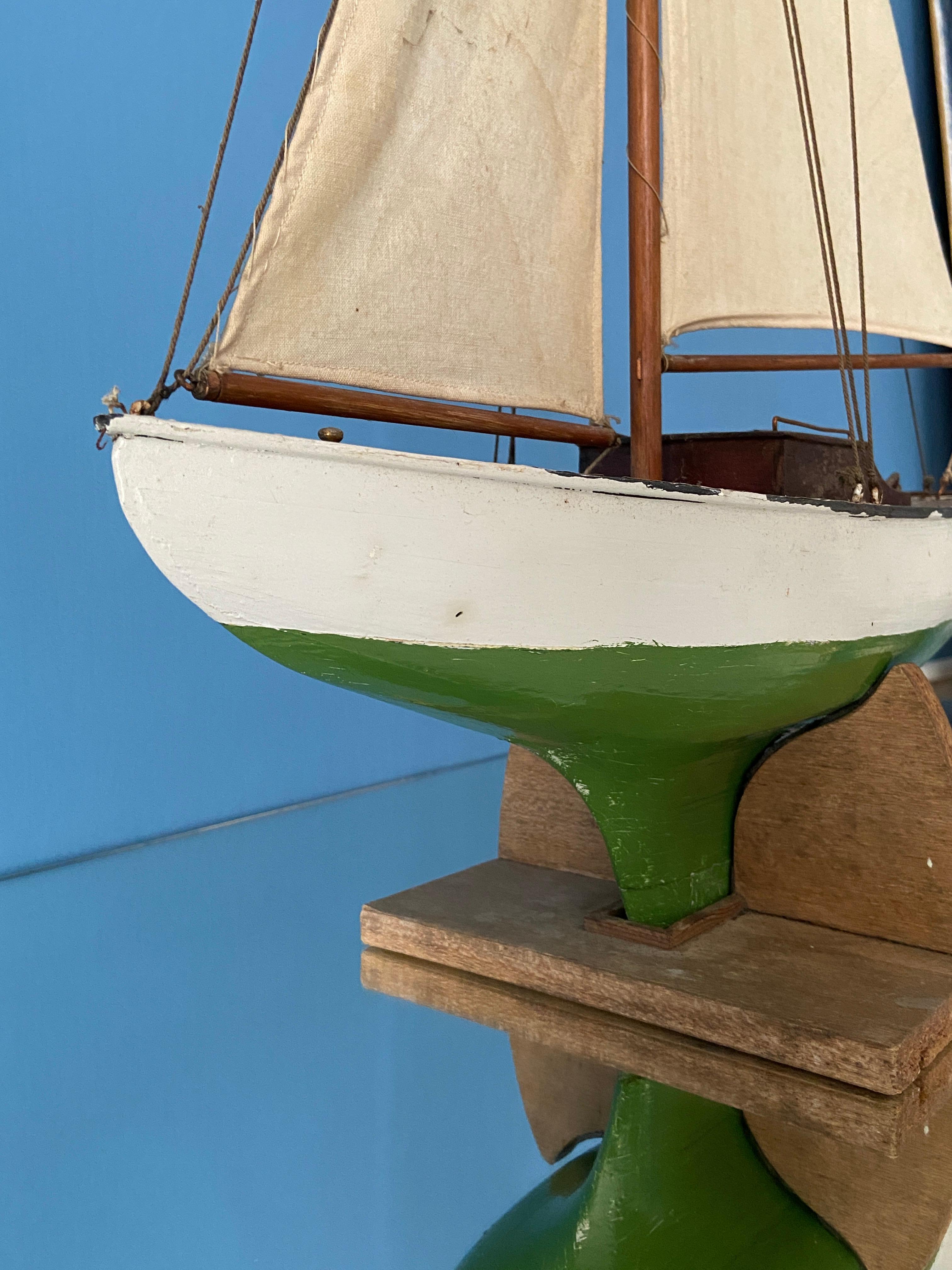 Vintage Handcrafted Wooden Sail Boat Model, Denmark, 20th Century 5