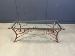 Vintage Hand Crafted Wrought Iron Tree Branches Cocktail Table, 1970s