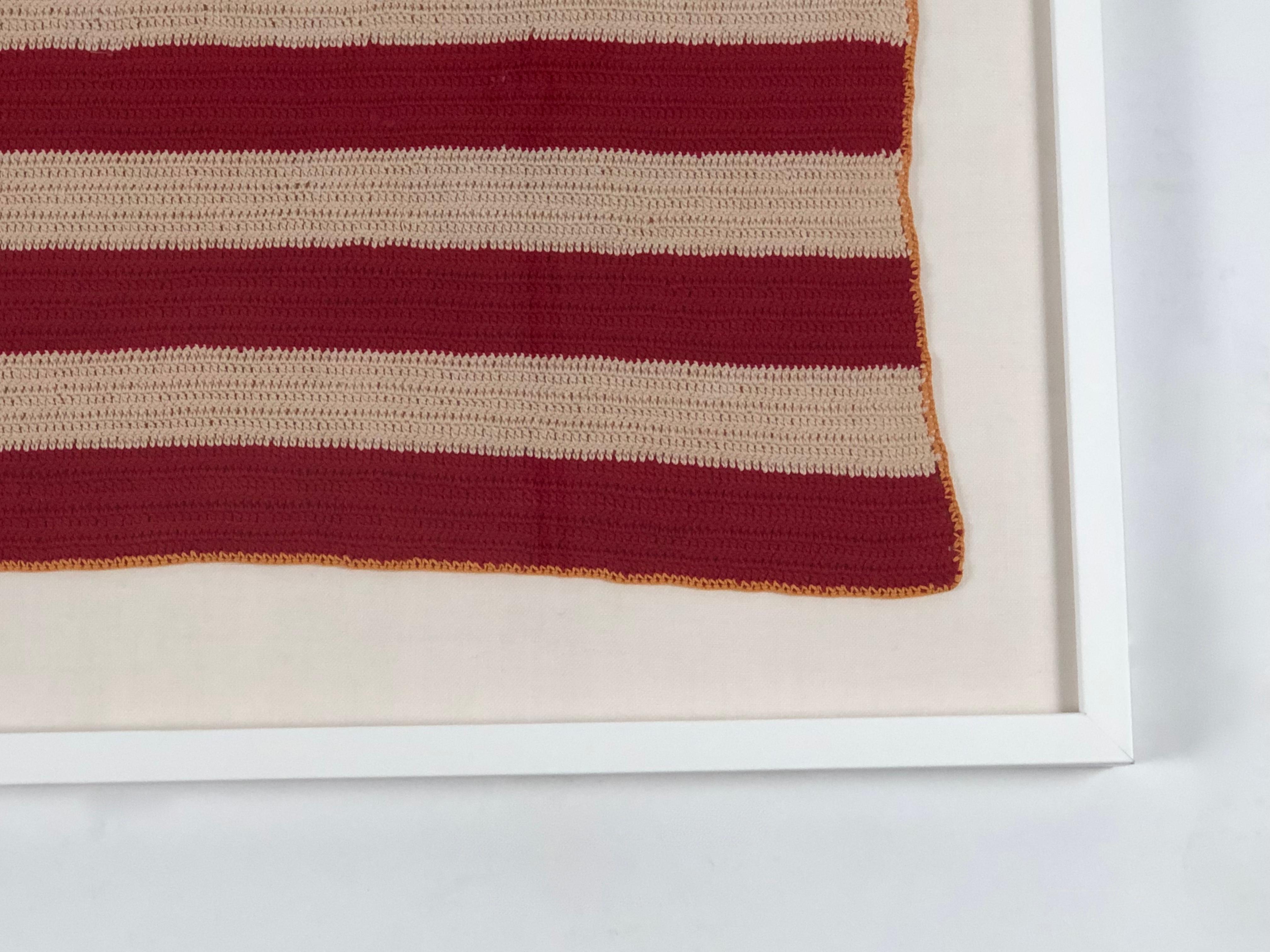 Folk Art Vintage Hand Crocheted American Flag