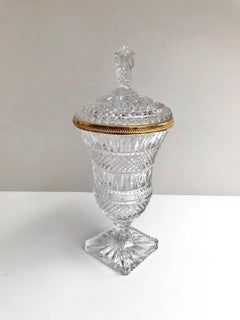 Vintage Hand Cut Crystal Vase with Lid