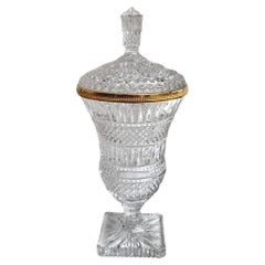 Vintage Hand Cut Crystal Vase with Lid