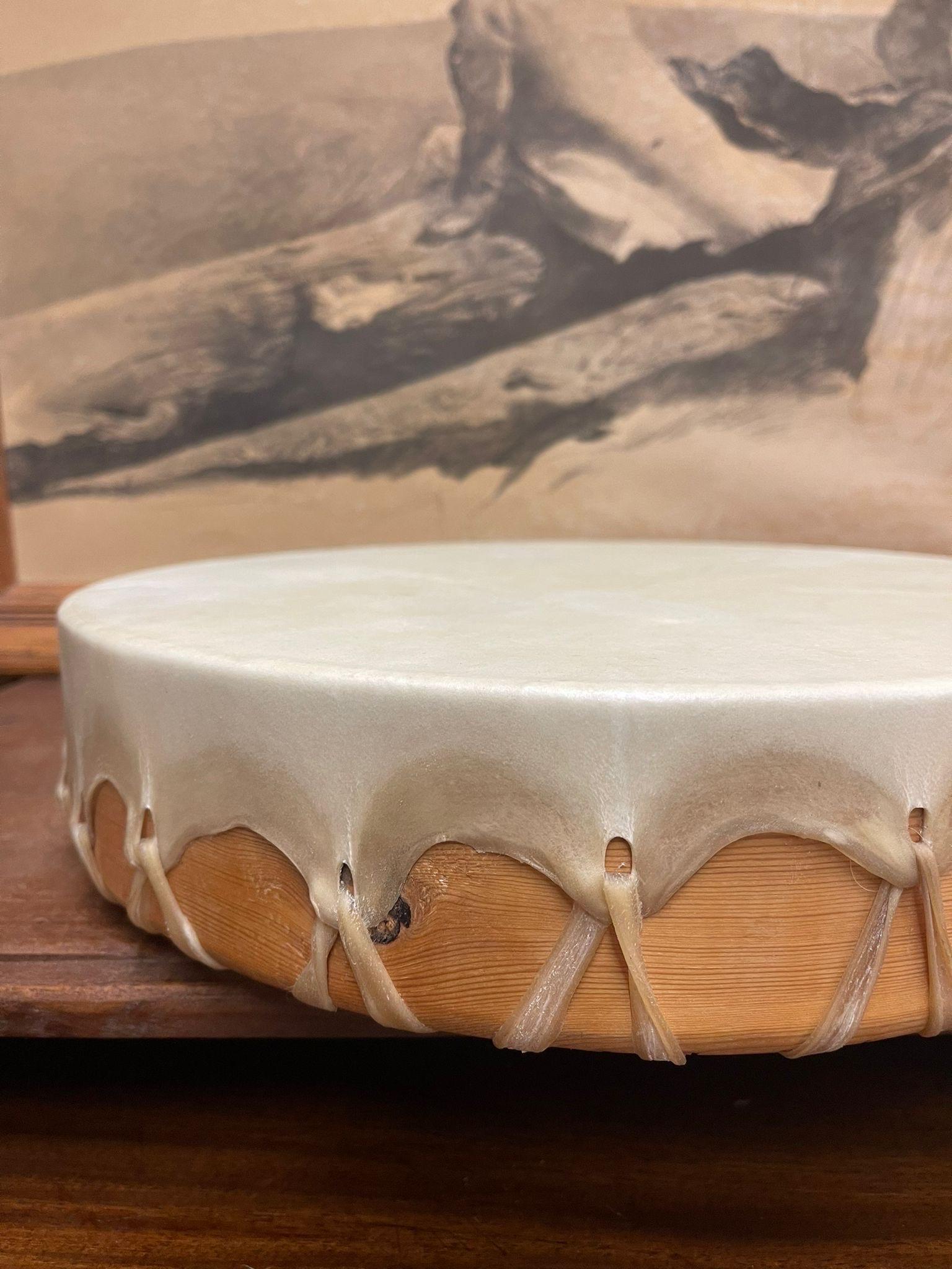 Late 20th Century Vintage Hand Drum Wooden Base For Sale