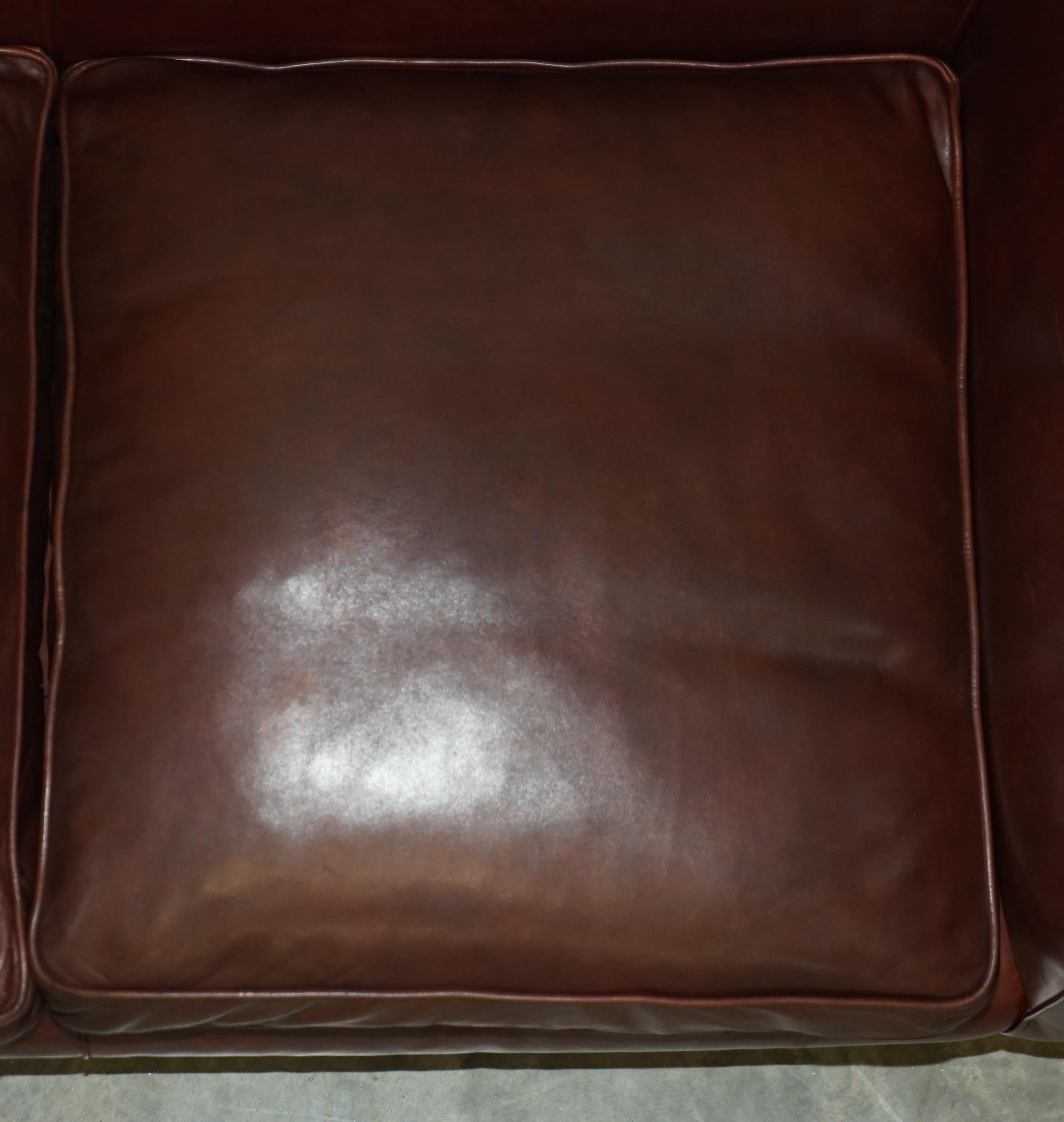 ViNTAGE HANDDYED BROWN LEATHER ART DECO THREE SEAT SOFA FEATHER FILLED SEATHER im Angebot 8