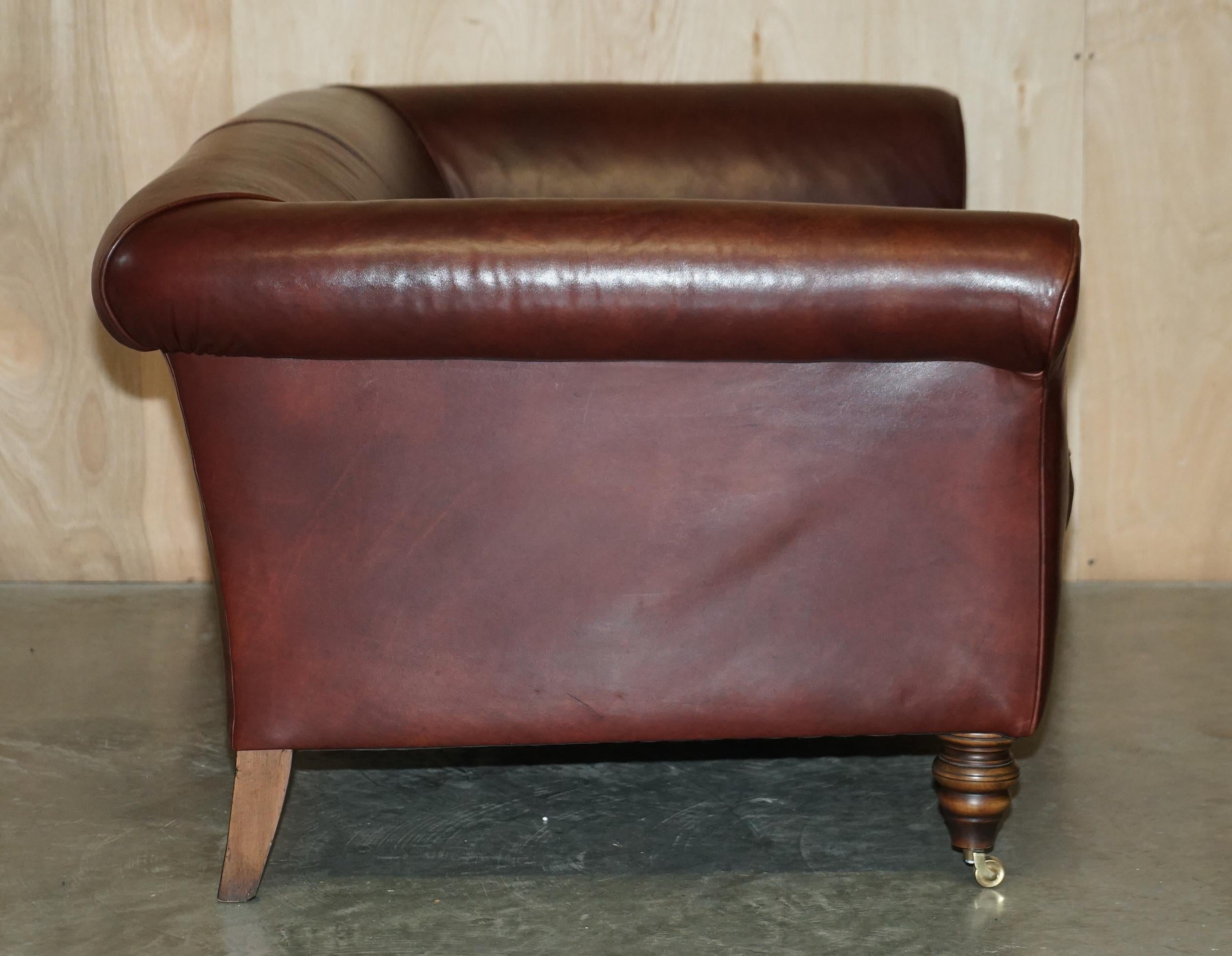 ViNTAGE HANDDYED BROWN LEATHER ART DECO THREE SEAT SOFA FEATHER FILLED SEATHER im Angebot 10