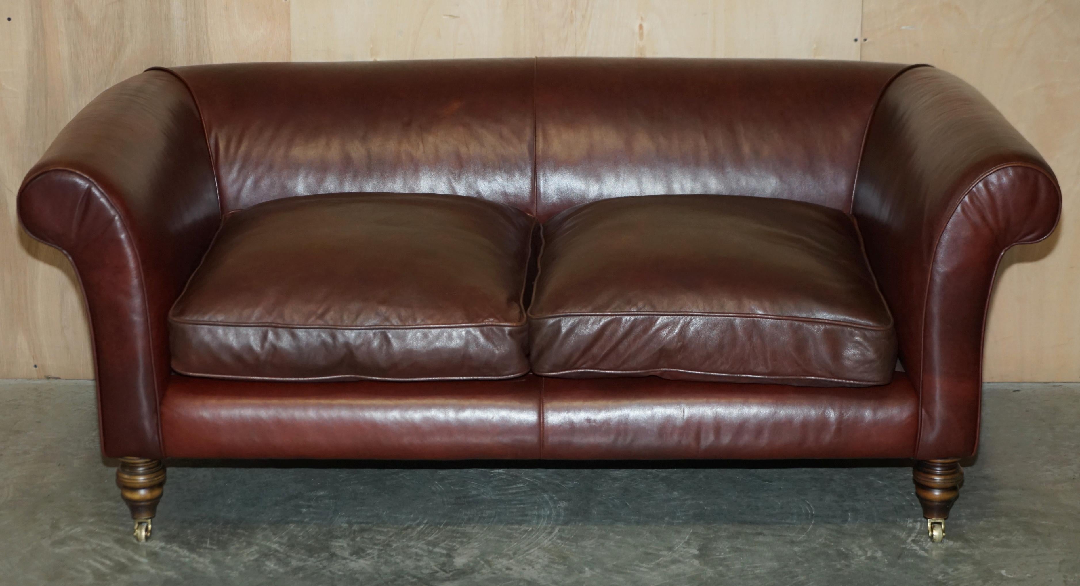 ViNTAGE HAND DYED BROWN LEATHER ART DECO THREE SEAT SOFA FEATHER FILLED  SEAT For Sale at 1stDibs
