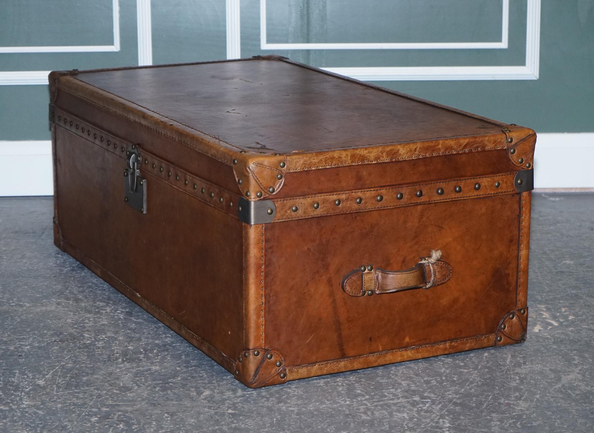 Hand-Crafted Vintage Hand Dyed Brown Leather Trunk by Timothy Oulton