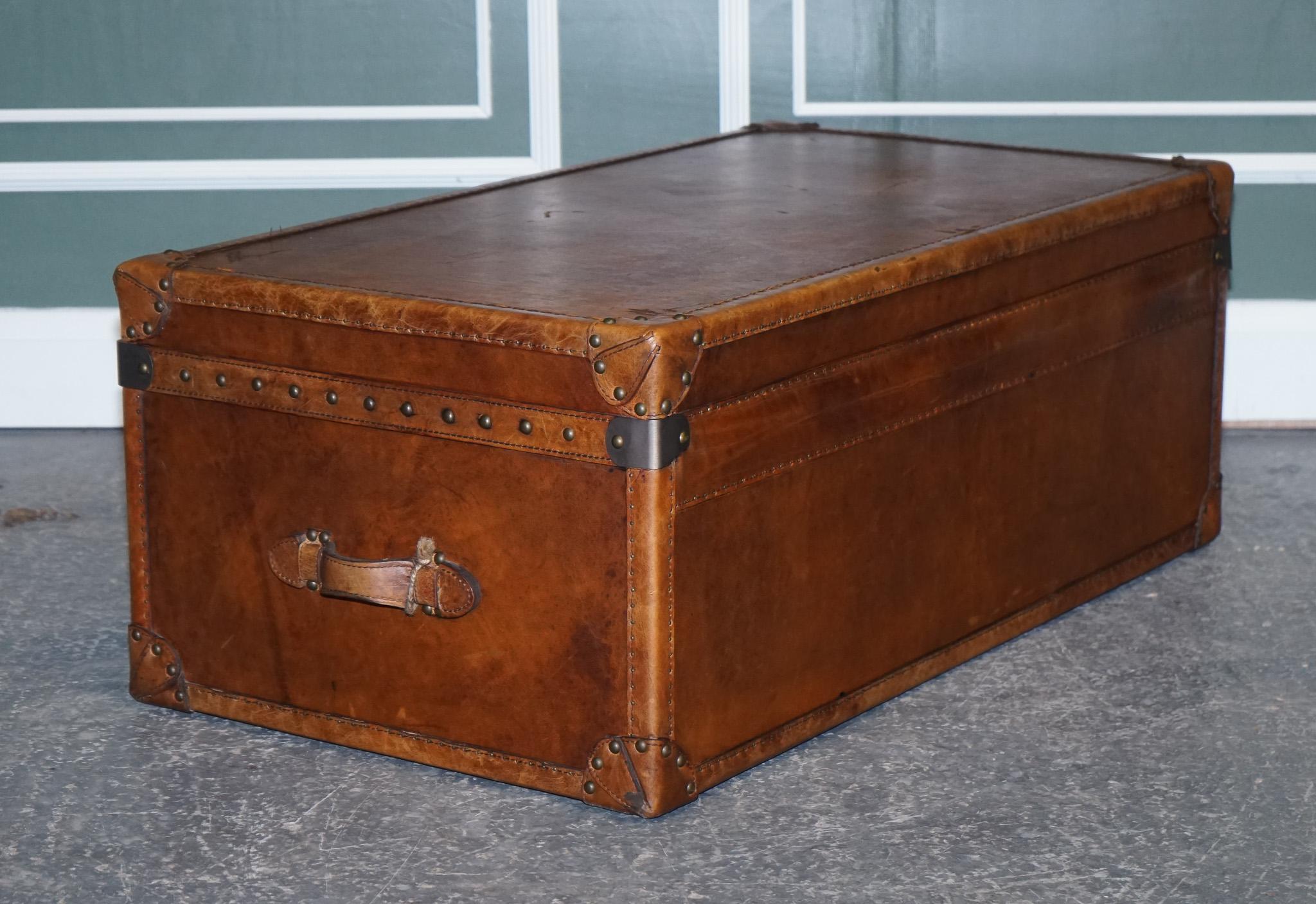 20th Century Vintage Hand Dyed Brown Leather Trunk by Timothy Oulton