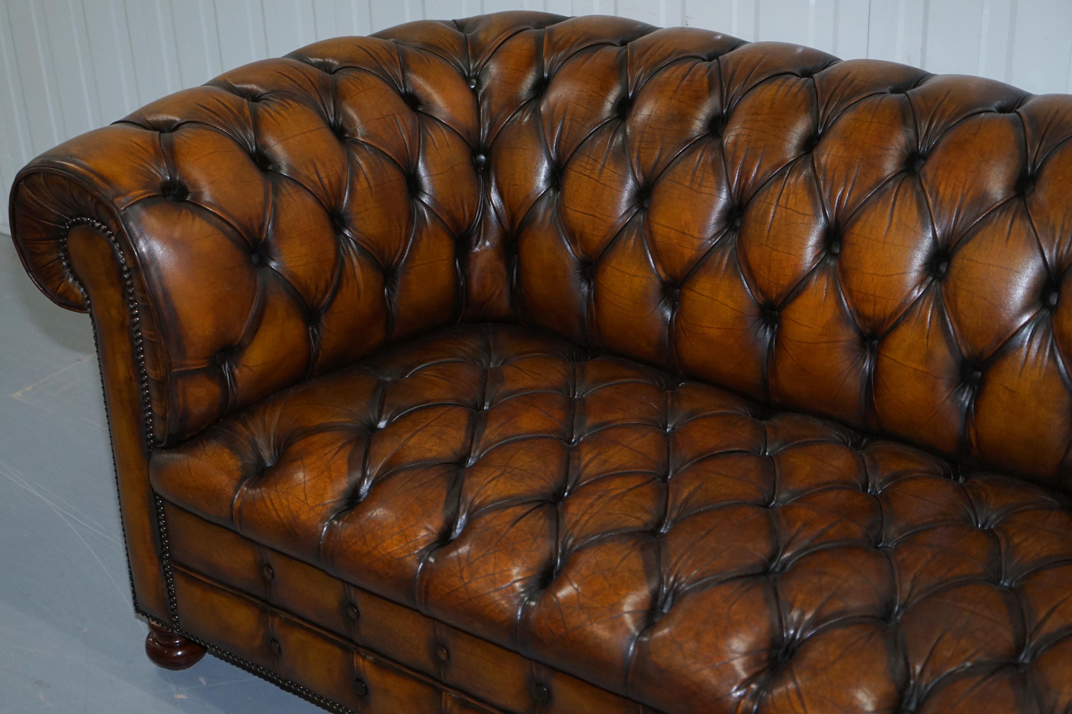 vintage brown leather chesterfield sofa
