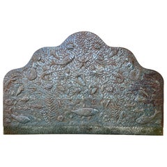 Vintage Hand-Embossed Sheet Metal King Size Headboard. Circa 1970s