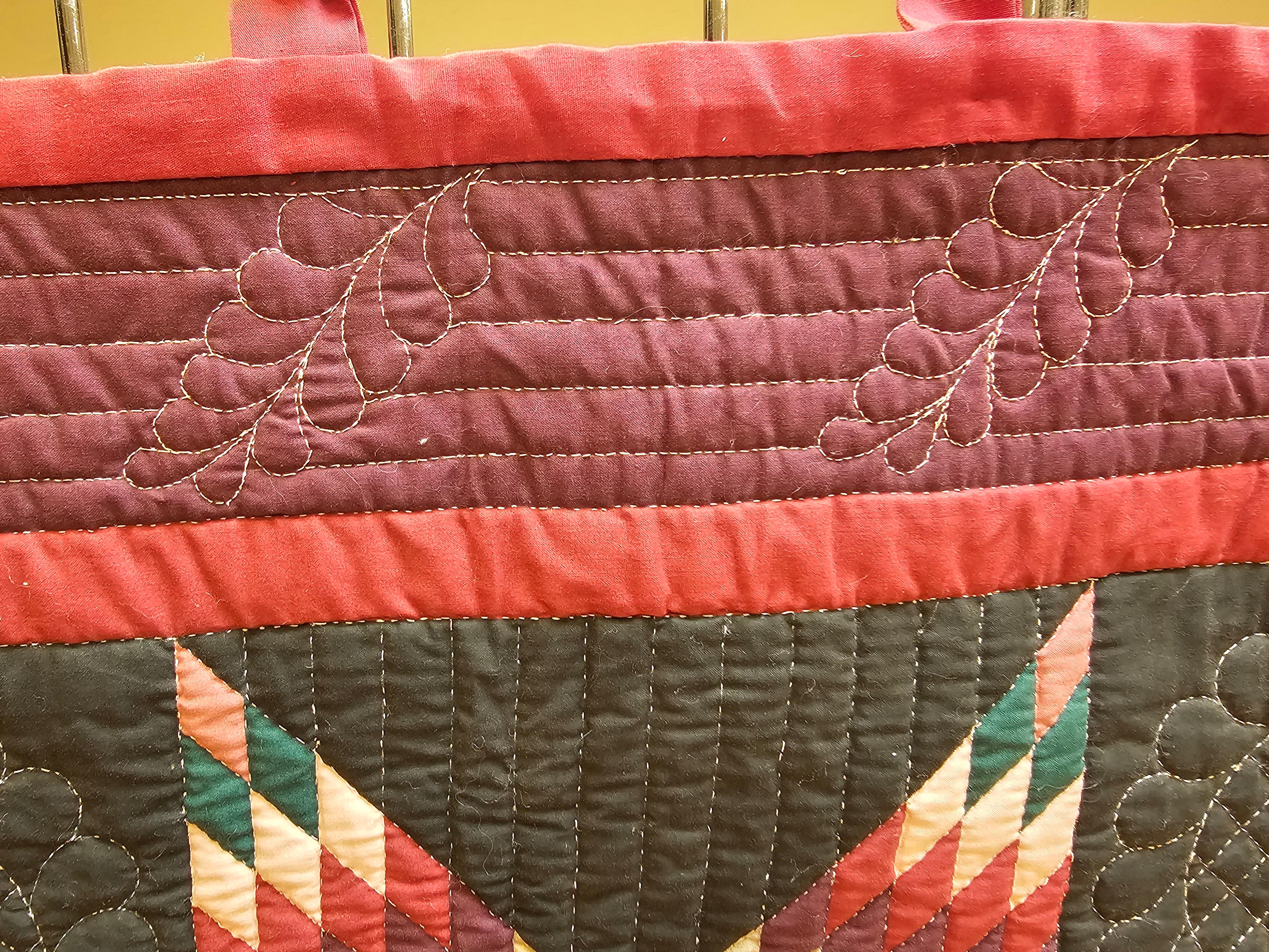 Colcha de cuna Vintage Lone Star en morado y verde, cosida y acolchada a mano Algodón en venta