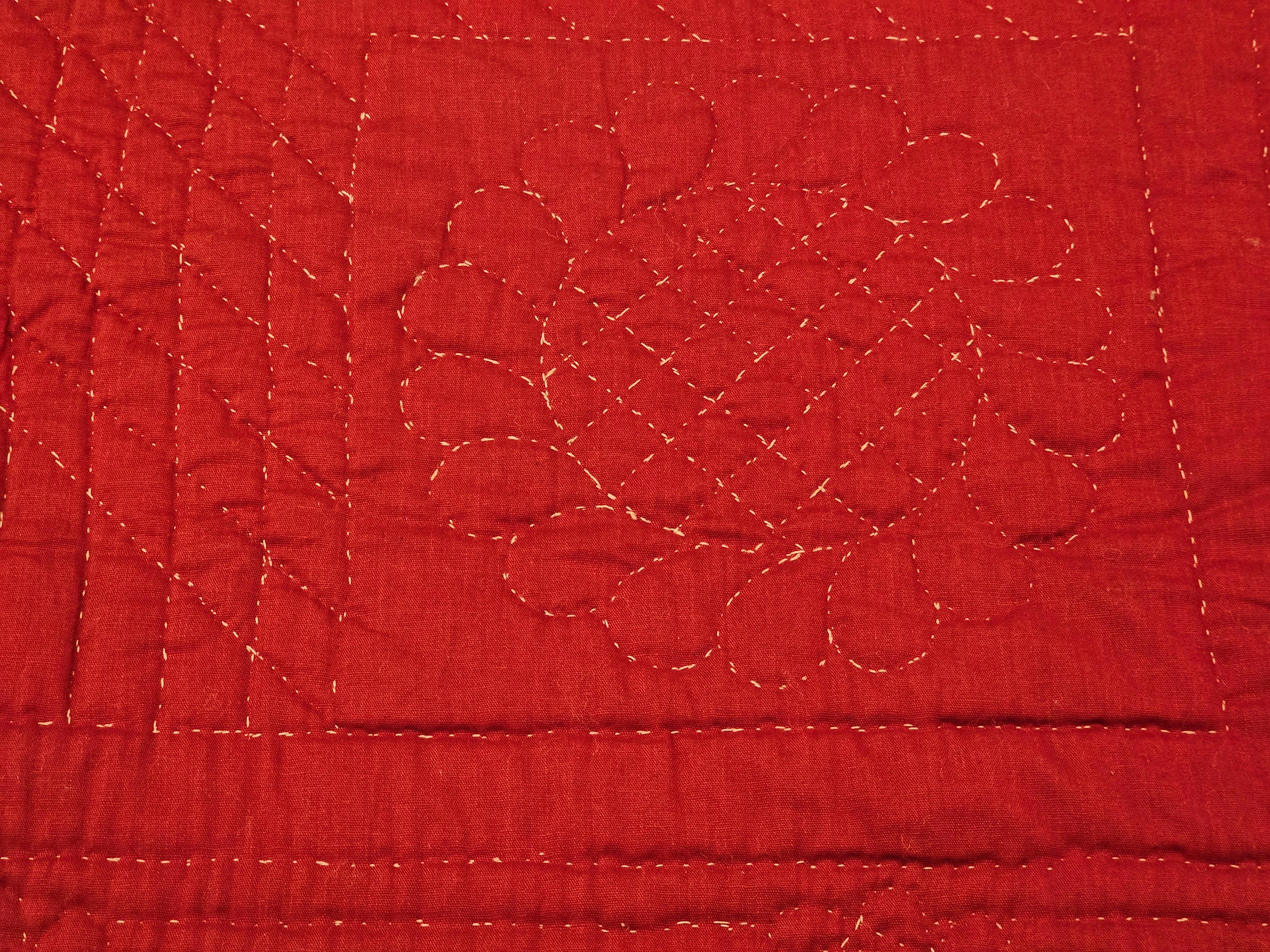 Colcha de cuna Vintage Lone Star en morado y verde, cosida y acolchada a mano en venta 2