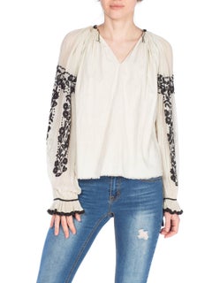 Hand Embroidered Vintage Romanian Blouse