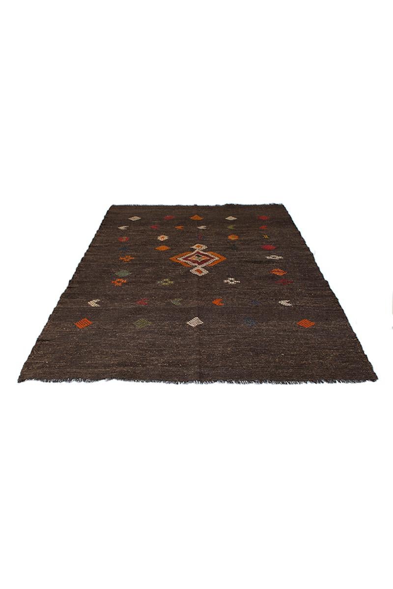 20th Century Vintage Hand-Embroidered Turkish Kilim Rug, Flat-Weave For Sale