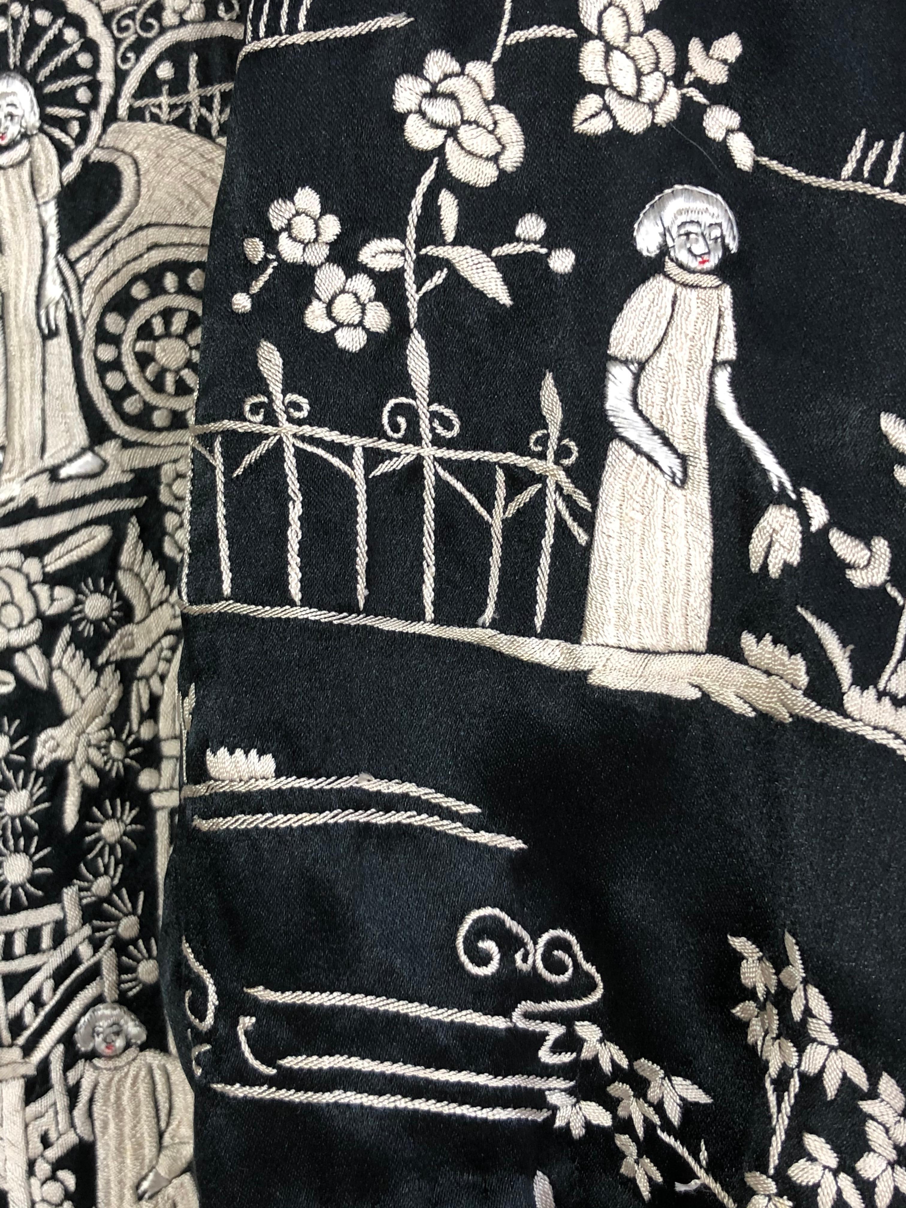 Vintage Hand Embroidery Oriental Silk Jacket 2