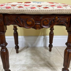 Vintage Hand Embroidery Suzani Textile Upholstered Low Stool