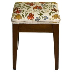 Vintage Hand Embroidery Suzani Textile Upholstered Stool