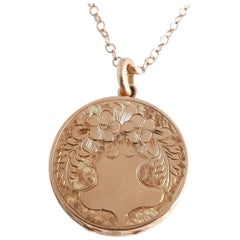 Vintage Hand-Engraved Rose Gold Locket Necklace