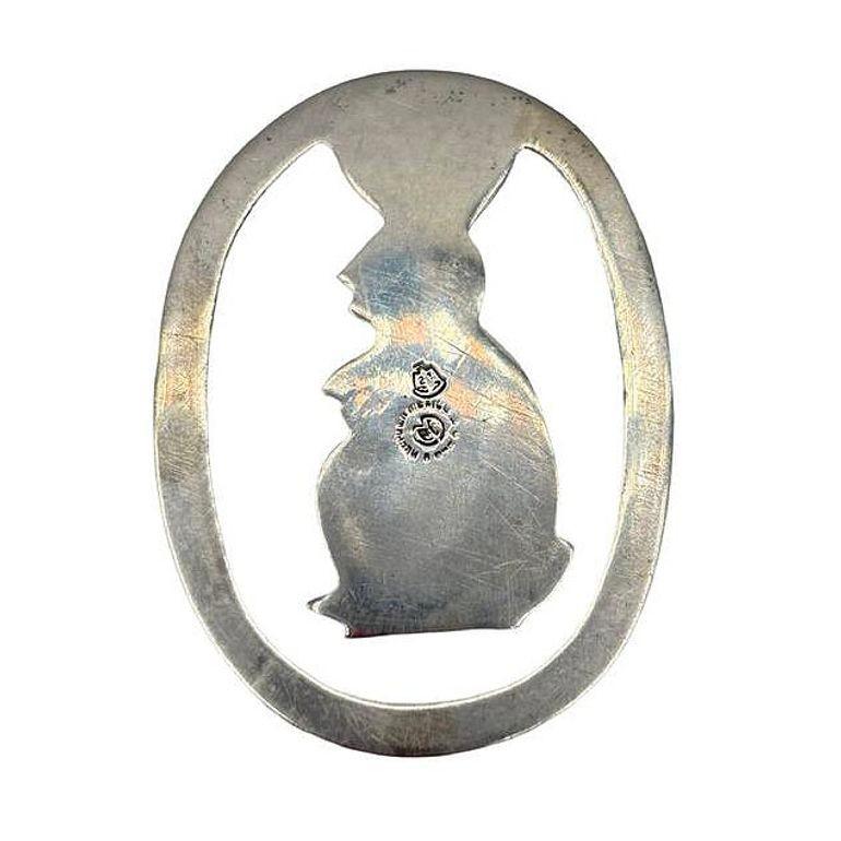 Vintage Hand Etched Taxco 925 Sterling Silver Bunny Rabbit Bookmark In Fair Condition For Sale In Van Nuys, CA