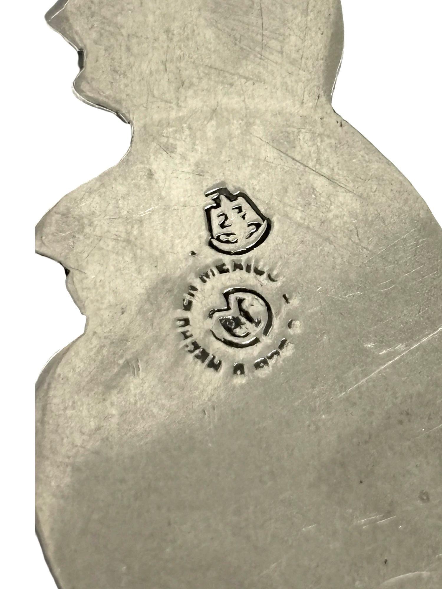 Mid-20th Century Vintage Hand Etched Taxco 925 Sterling Silver Bunny Rabbit Bookmark For Sale